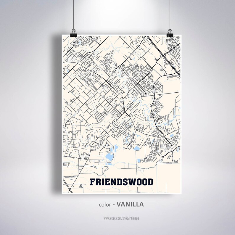 Friendswood Map Print Friendswood City Map Texas TX USA Map Etsy