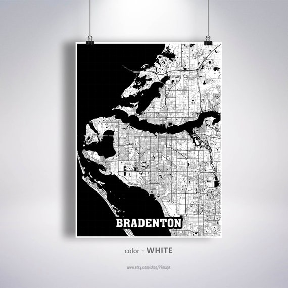 City Of Bradenton Map Bradenton Map Print Bradenton City Map Florida Fl Usa Map | Etsy Uk