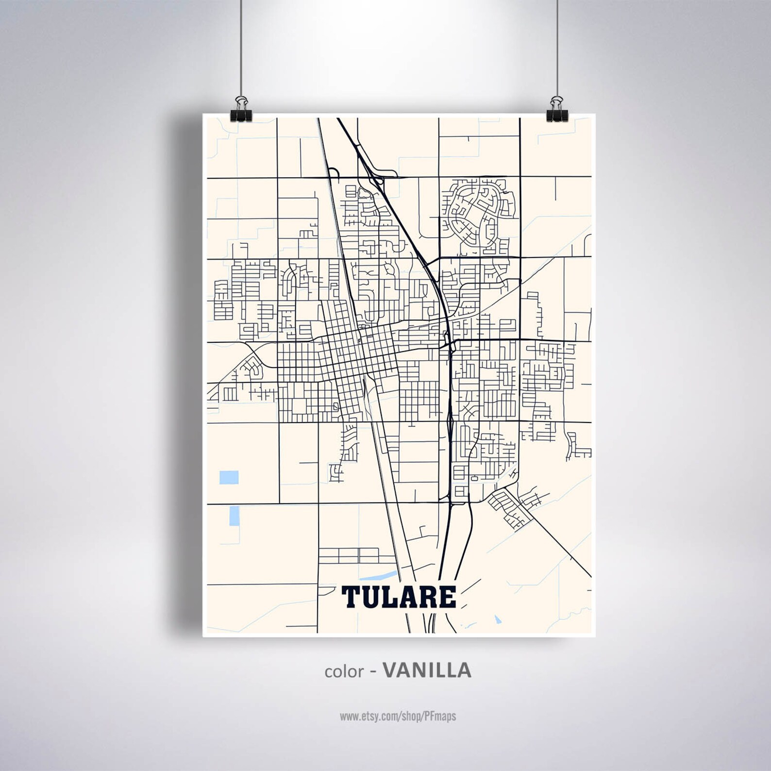Tulare Map Print Tulare City Map California CA USA Map Etsy