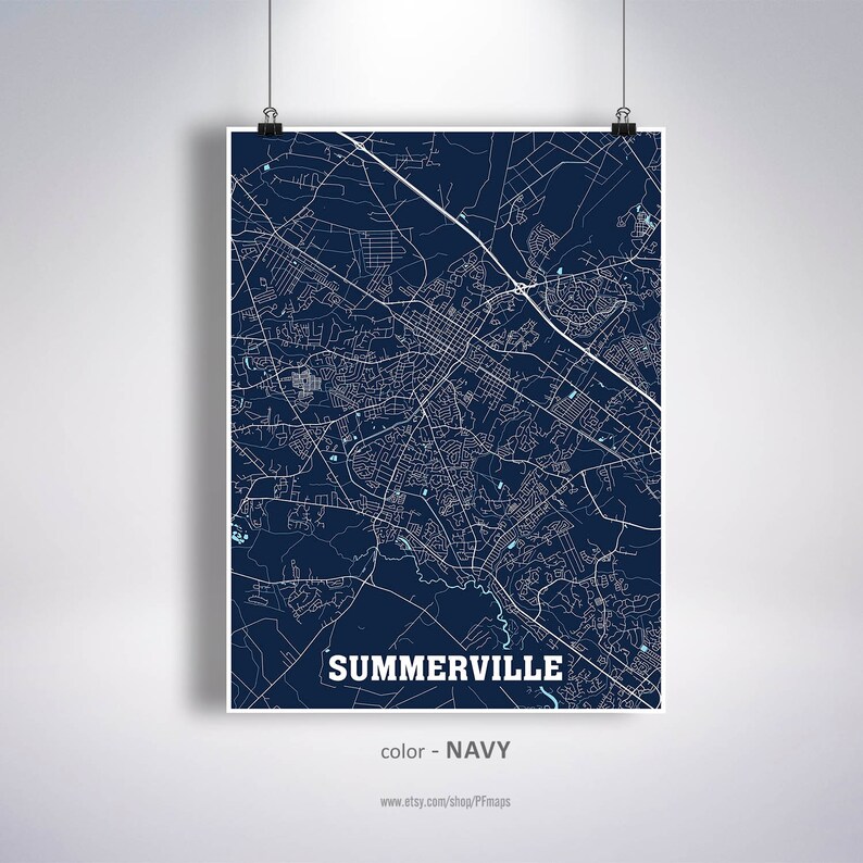 Summerville Map Print Summerville City Map South Carolina SC Etsy
