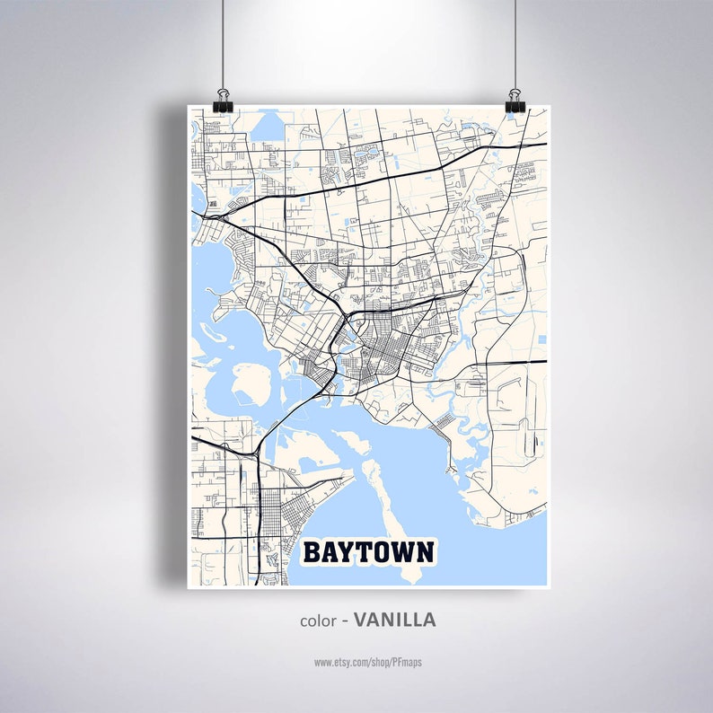 Baytown Map Print Baytown City Map Texas TX USA Map Poster Etsy