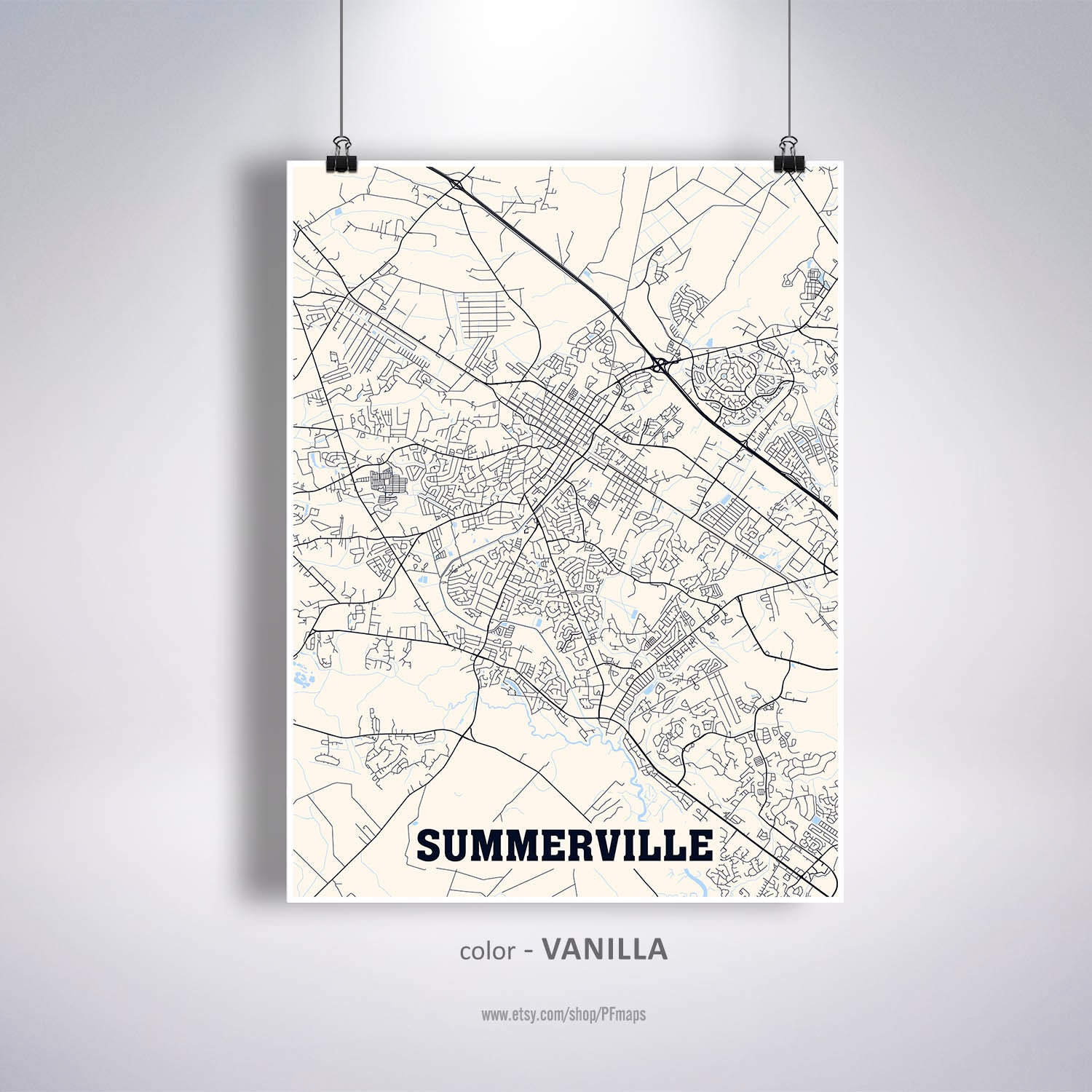 Summerville Map Print Summerville City Map South Carolina SC Etsy