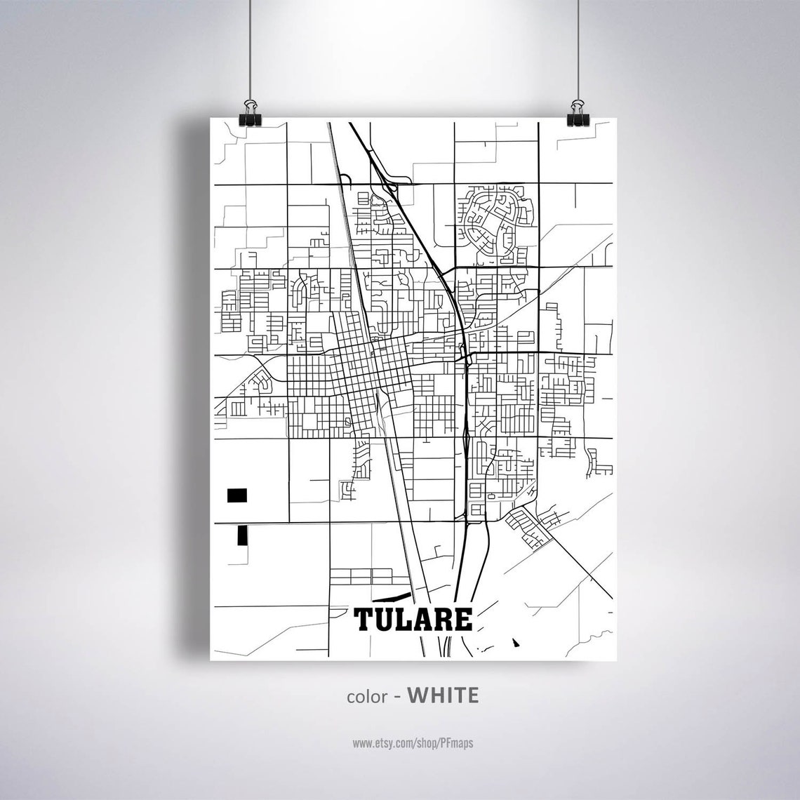 Tulare Map Print Tulare City Map California CA USA Map Etsy