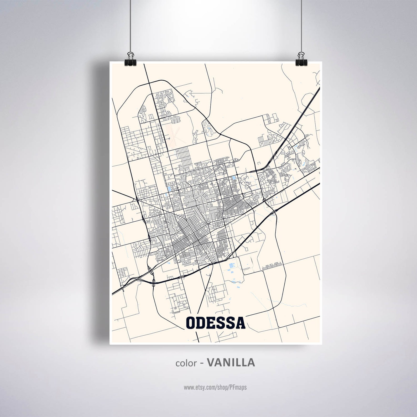 Odessa Map Print Odessa City Map Texas TX USA Map Poster Etsy