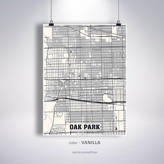 Oak Park Map Print Oak Park City Map Illinois IL USA Map Etsy