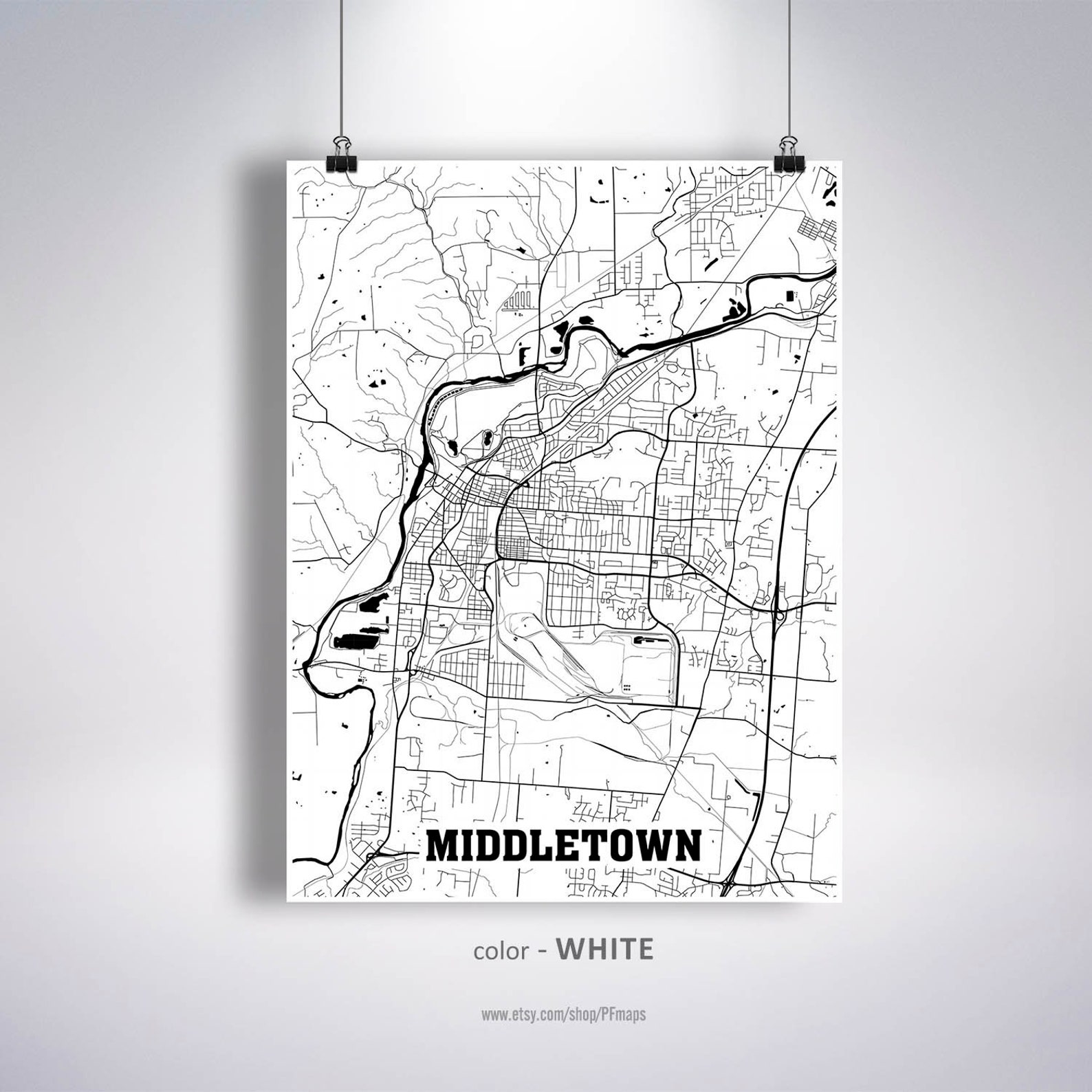 Middletown Map Print Middletown City Map Ohio OH USA Map Etsy