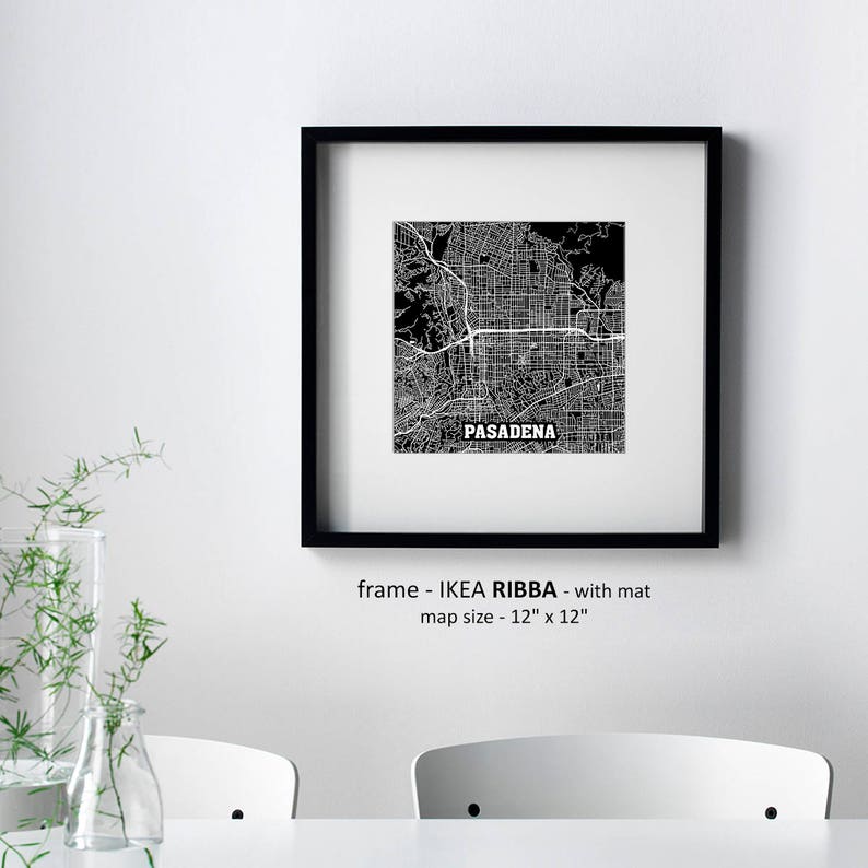 Pasadena Square Map Poster Pasadena Wall Art Custom Personalized map Pasadena gift Pasadena California Map Print