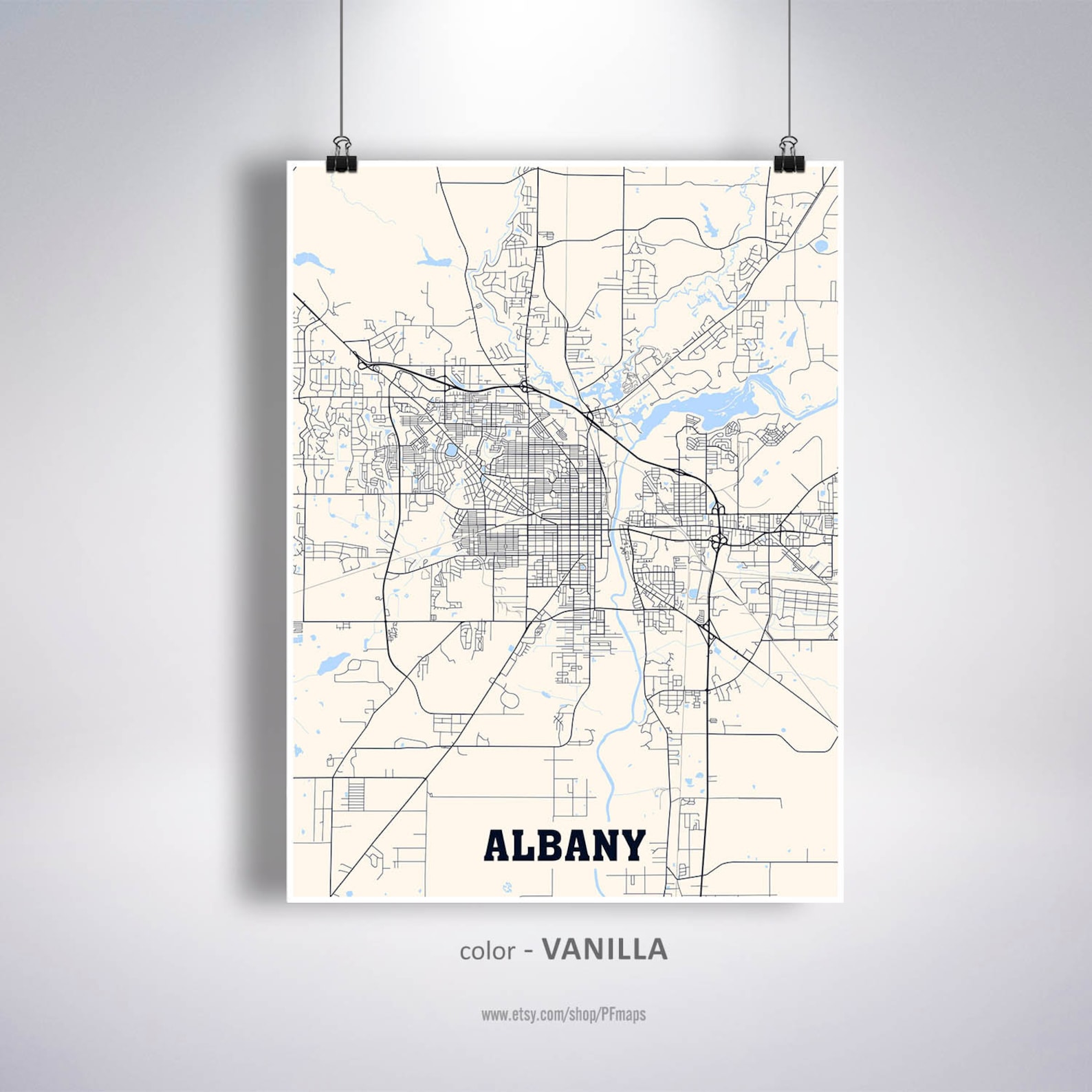 Albany Map Print Albany City Map GA USA Map Poster Etsy