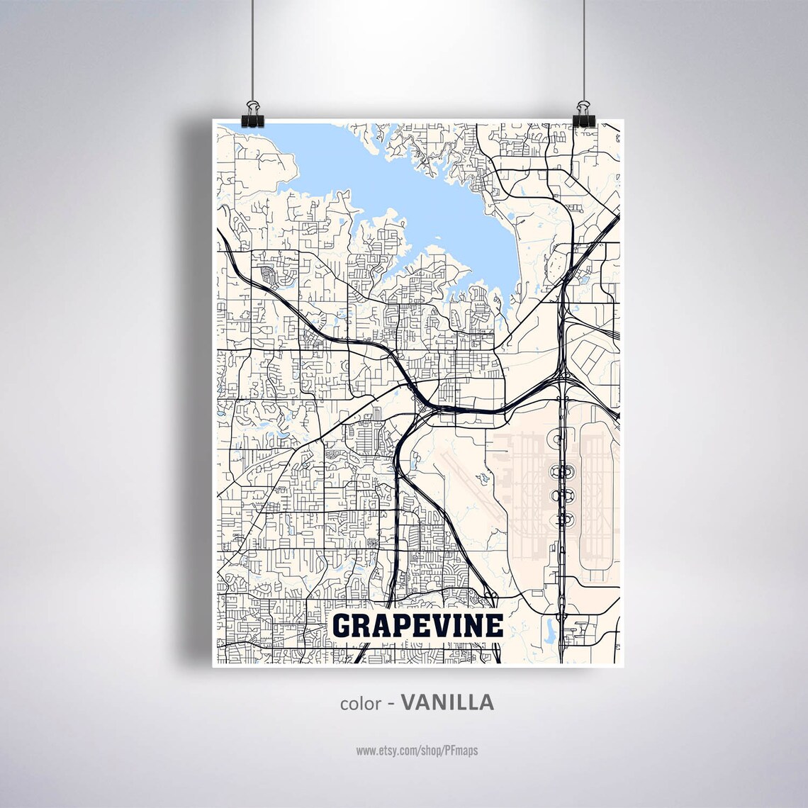Grapevine Map Print Grapevine City Map Texas TX USA Map | Etsy