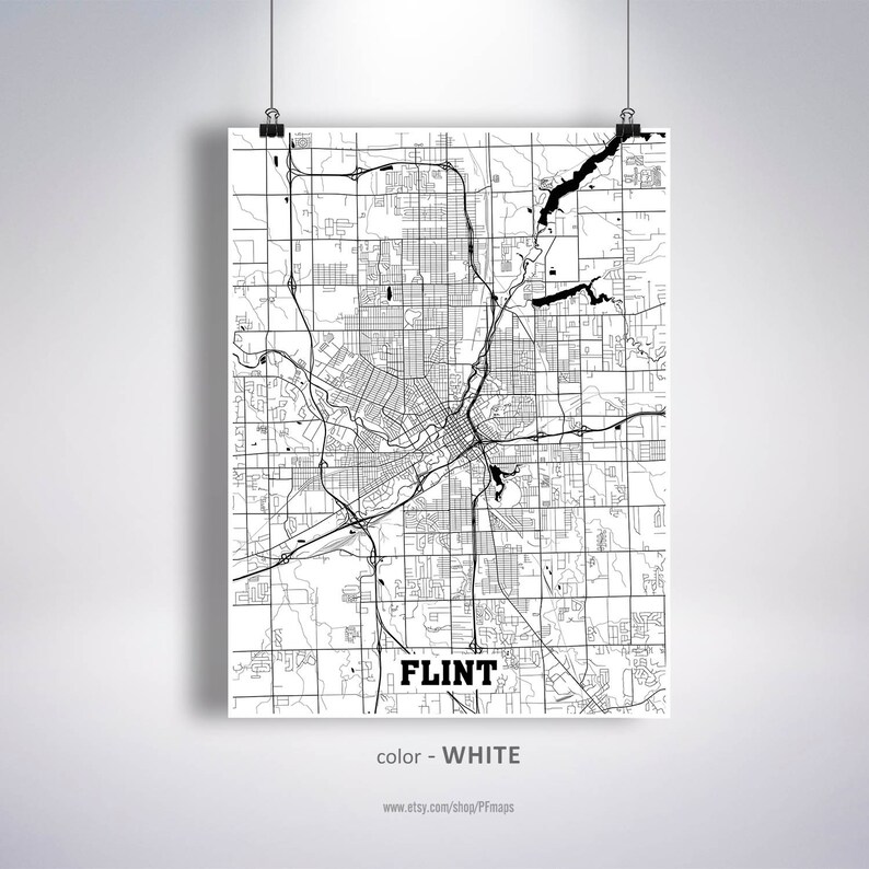Flint Map Print Flint City Map Michigan MI USA Map Poster Etsy