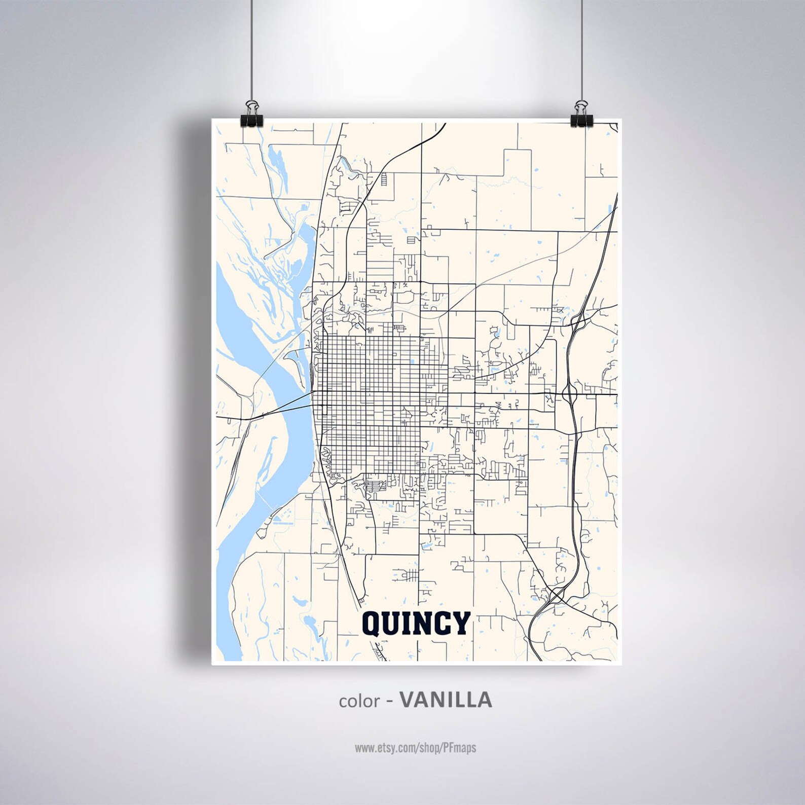 Quincy Map Print Quincy City Map Illinois IL USA Map Poster  Etsy