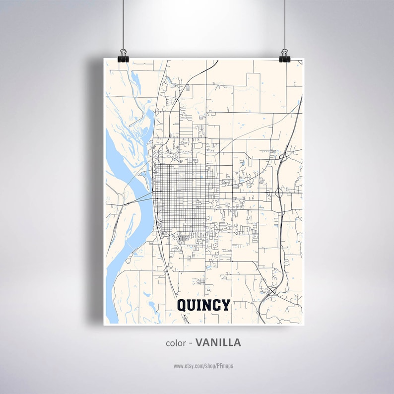 Quincy Map Print Quincy City Map Illinois IL USA Map Poster | Etsy