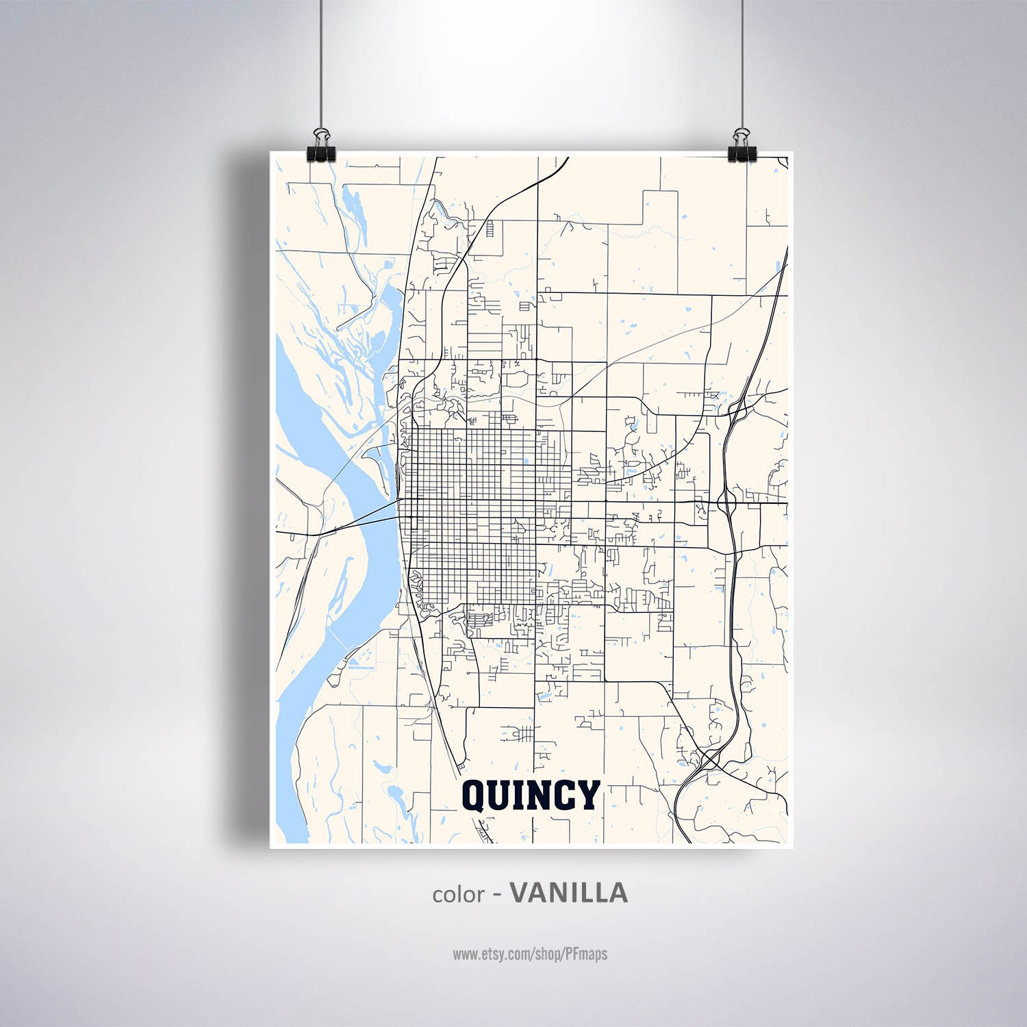 Quincy Map Print Quincy City Map Illinois IL USA Map Poster Etsy