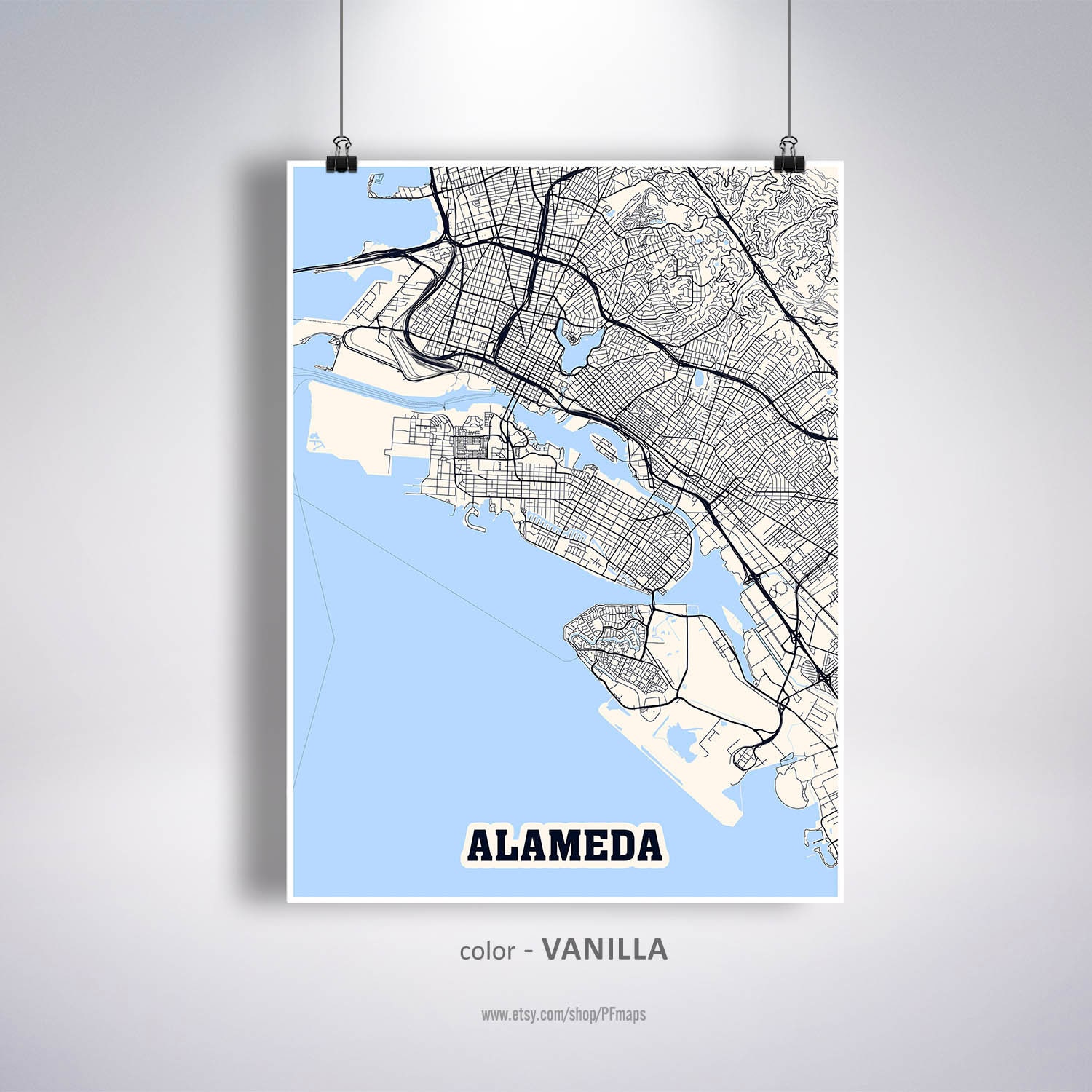 Alameda Map Print Alameda City Map California CA USA Map  Etsy
