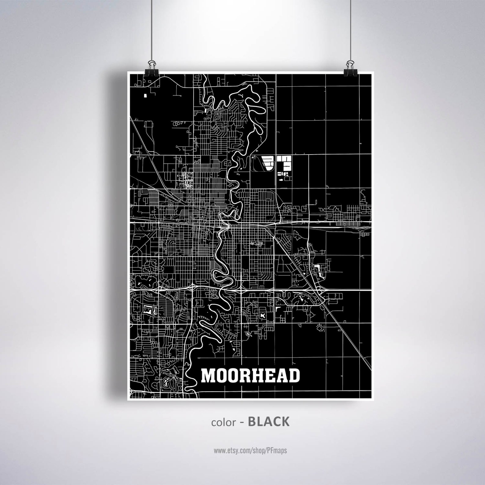 Moorhead Map Print Moorhead City Map Minnesota MN USA Map Etsy