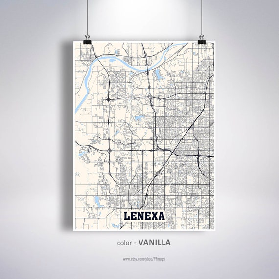 Lenexa Map Print Lenexa City Map Kansas KS USA Map Poster Etsy