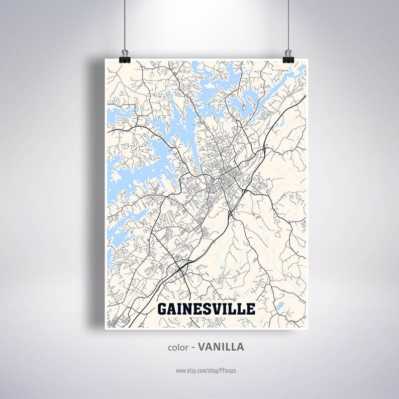 Gainesville Map Print Gainesville City Map GA USA Etsy