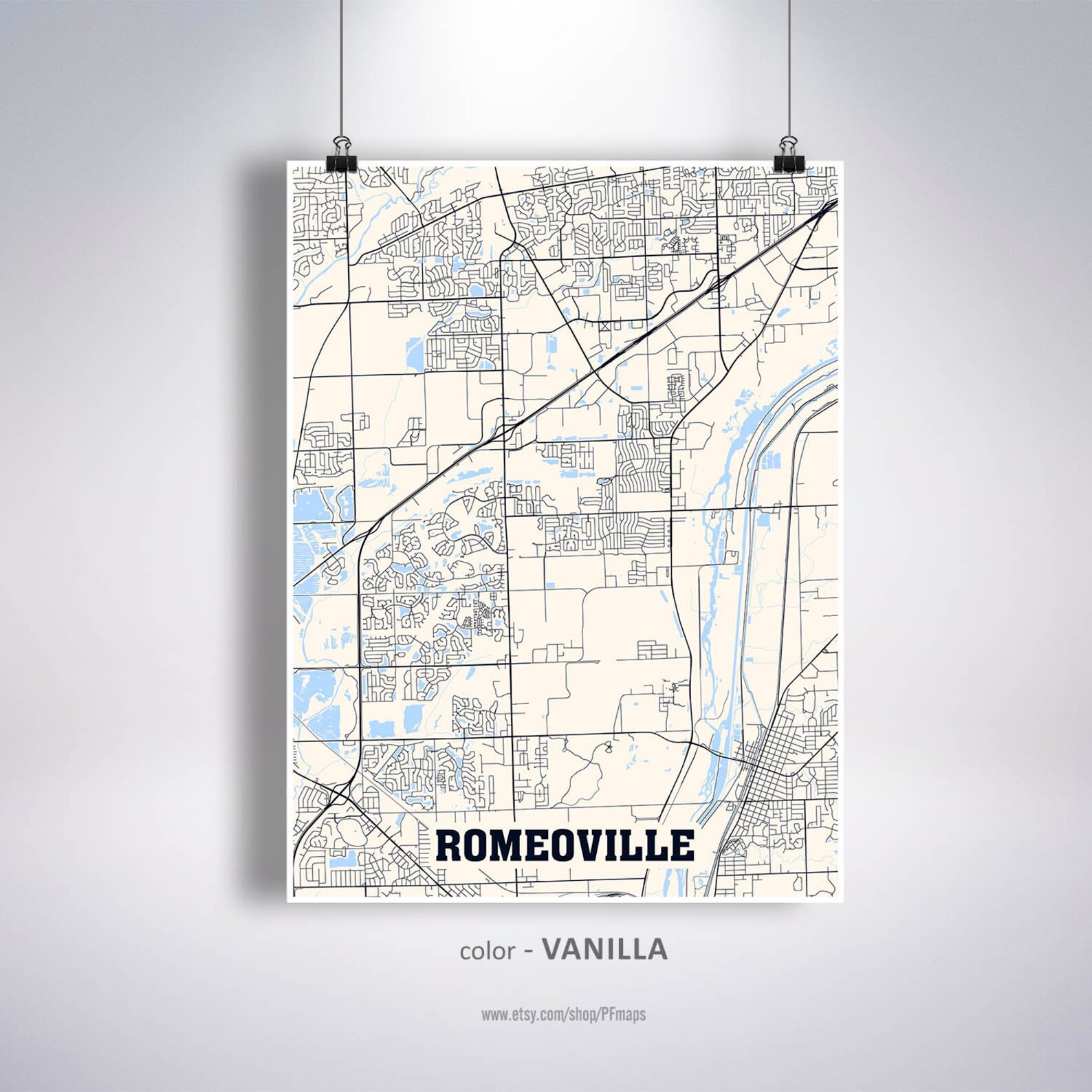 Romeoville Map Print Romeoville City Map Illinois IL USA Map Etsy