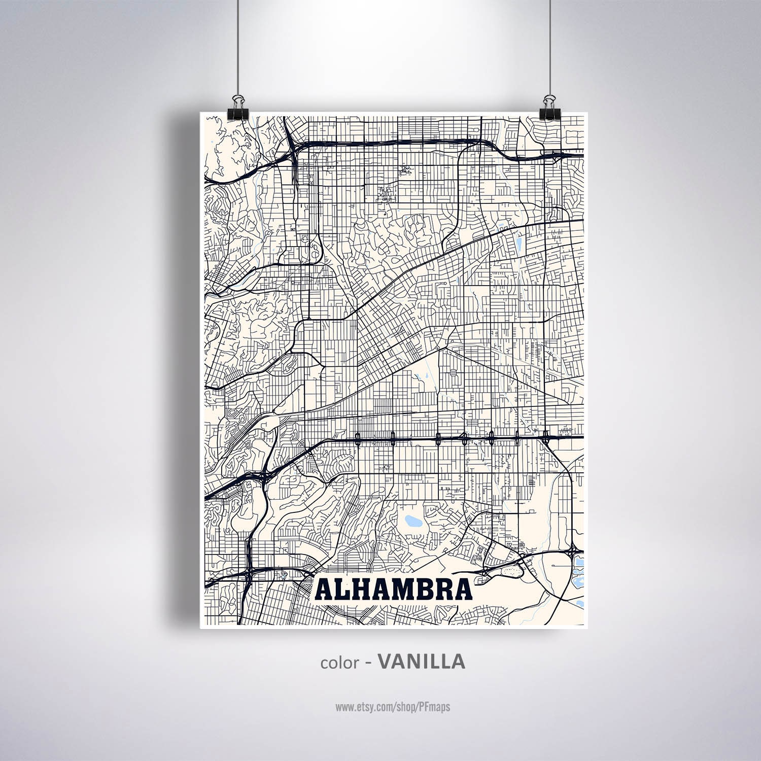 Alhambra Map Print Alhambra City Map California CA USA Map Etsy Hong Kong