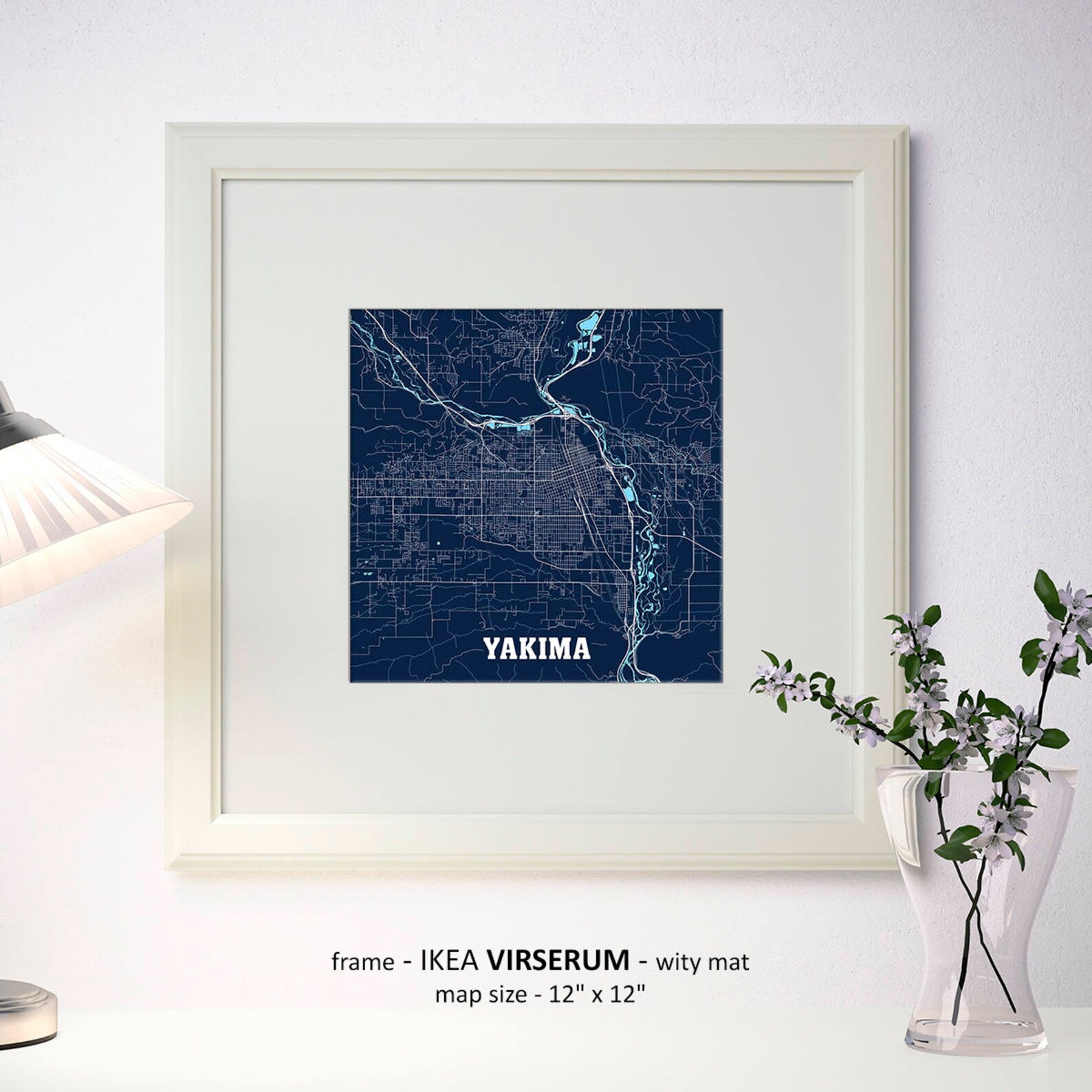 Yakima Washington Map Print Yakima Square Map Poster Yakima Etsy