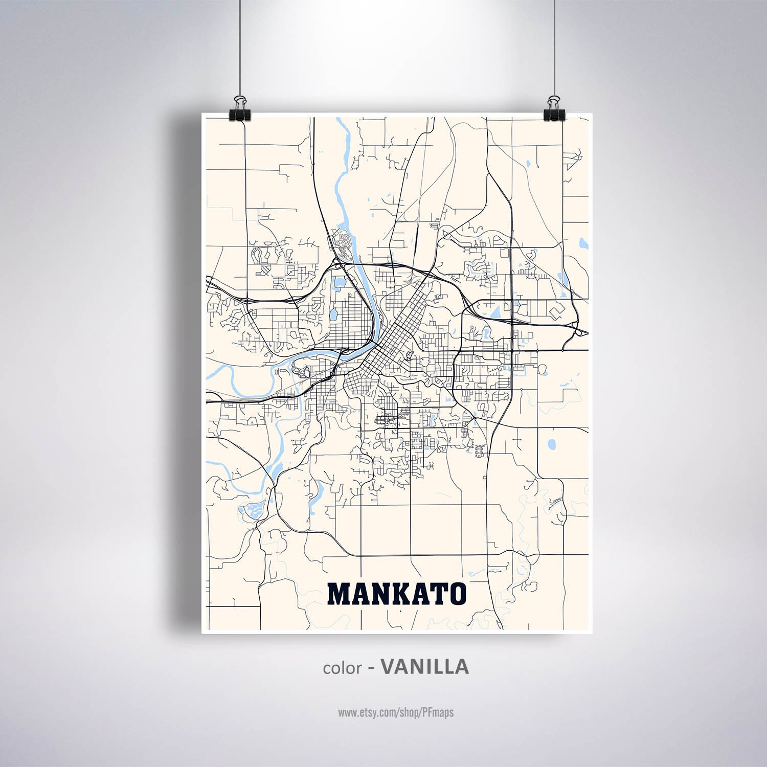 Mankato Map Print Mankato City Map Minnesota MN USA Map  Etsy