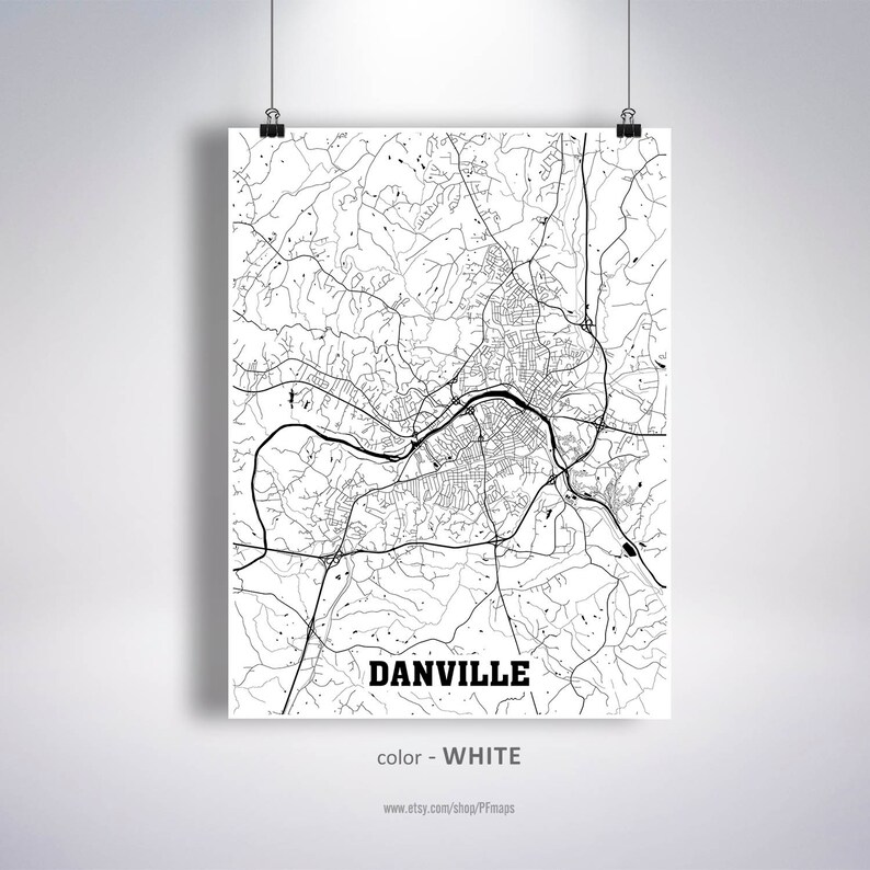 Danville Map Print Danville City Map Virginia VA USA Map Etsy