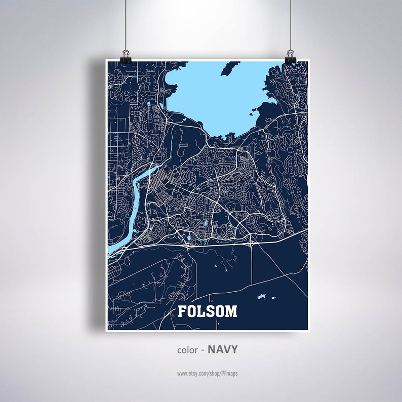 Folsom Map Print Folsom City Map California CA USA Map - Etsy
