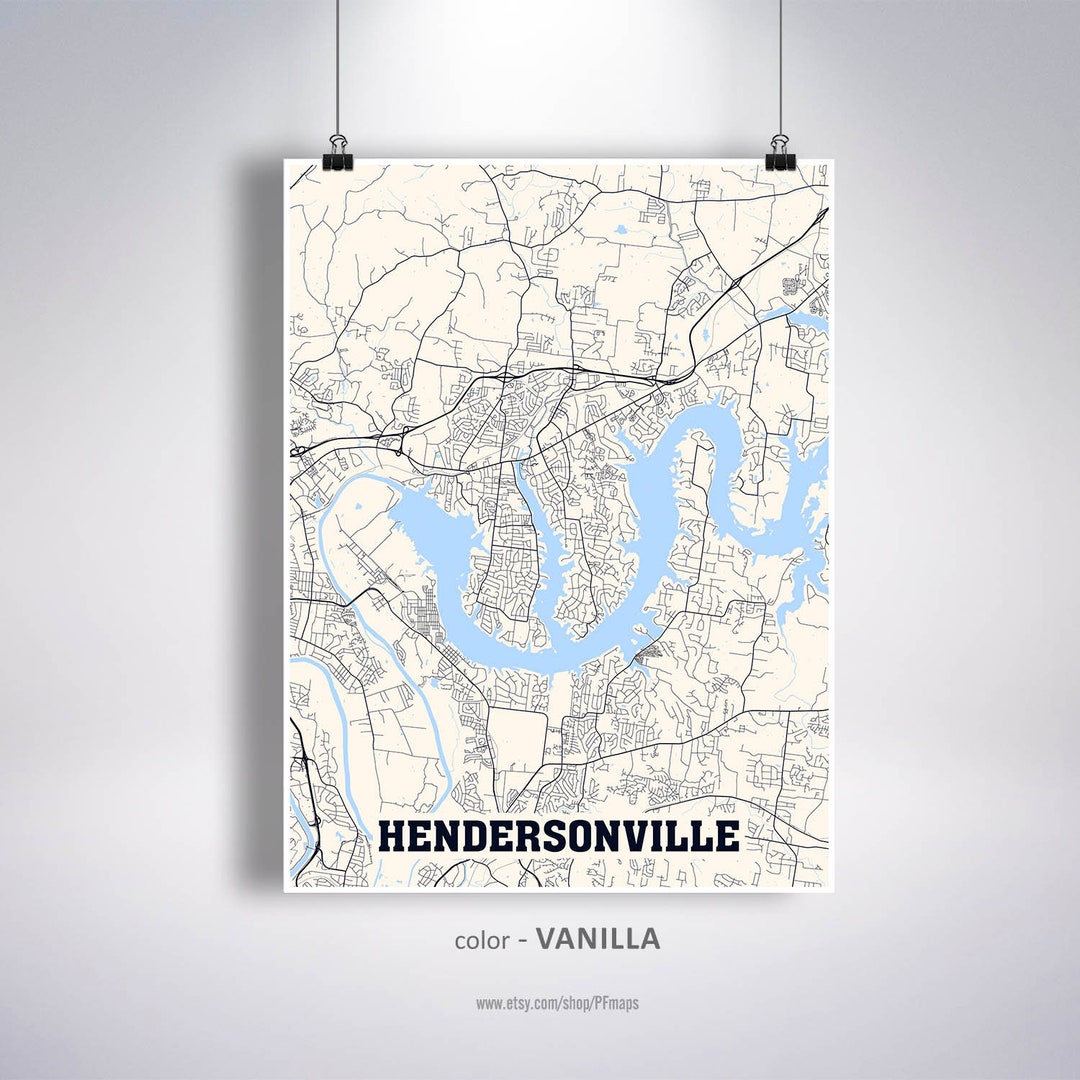 Hendersonville Map Print Hendersonville City Map Tennessee Etsy