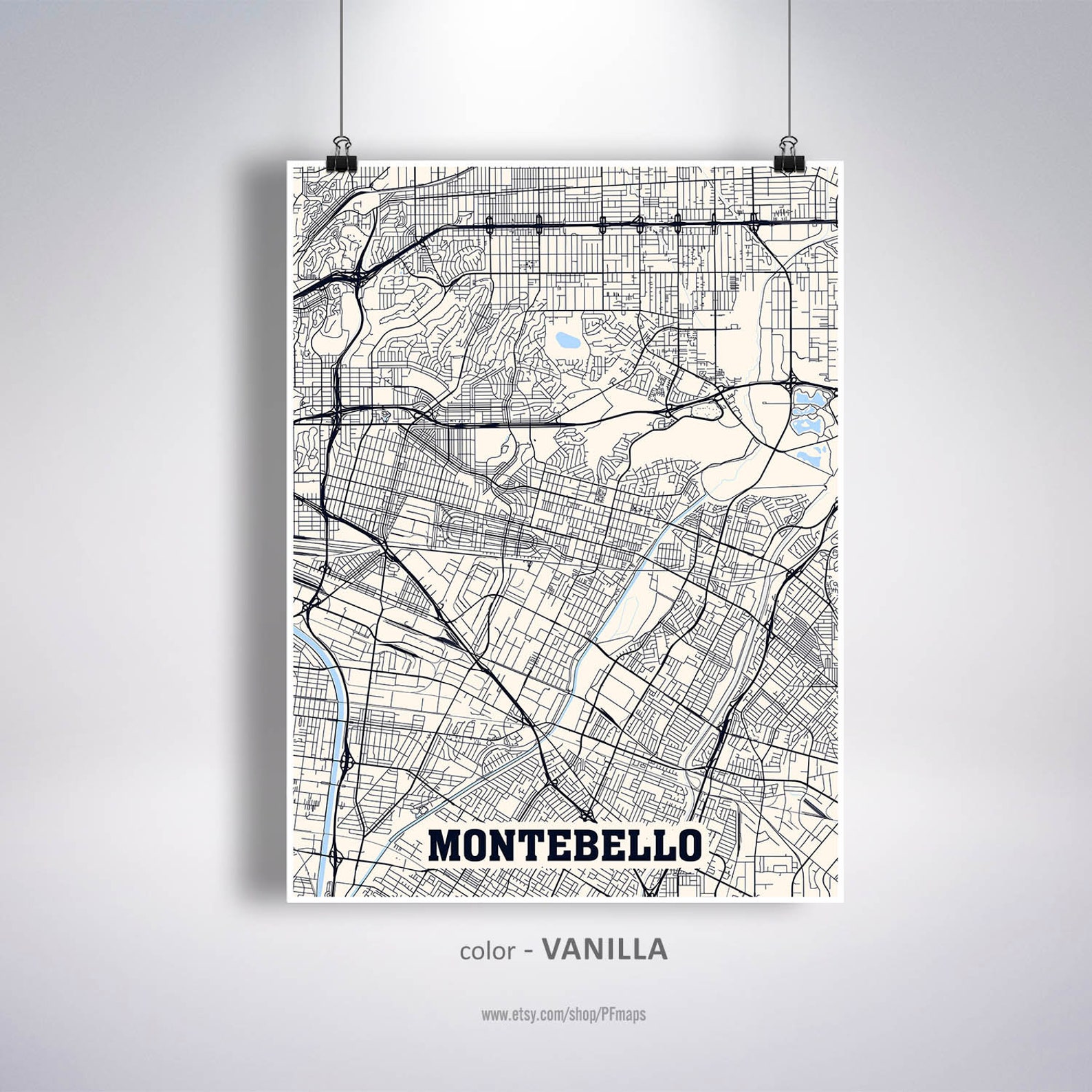 Montebello Map Print Montebello City Map California CA USA  Etsy