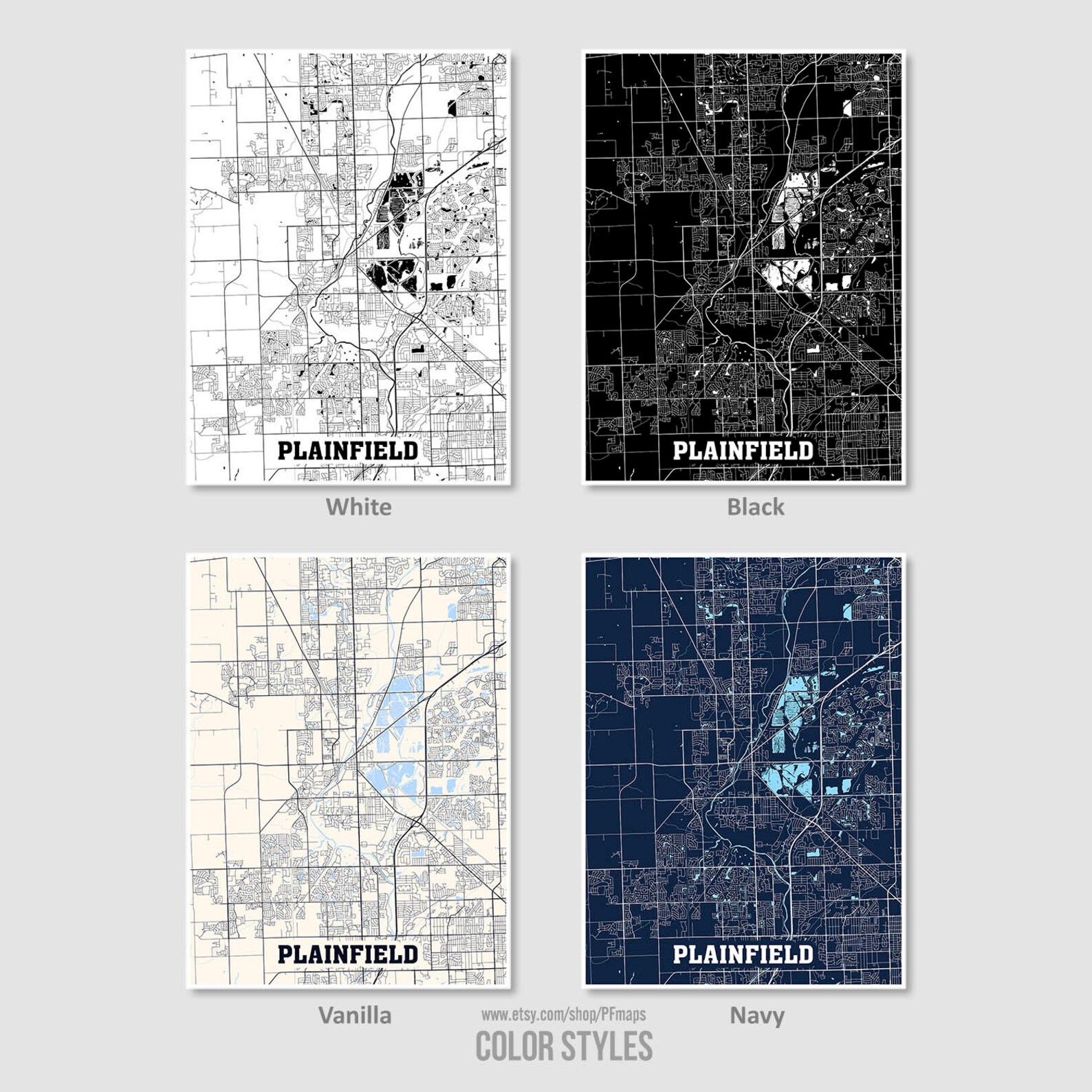 Plainfield Map Print Plainfield City Map Illinois IL USA Map  Etsy