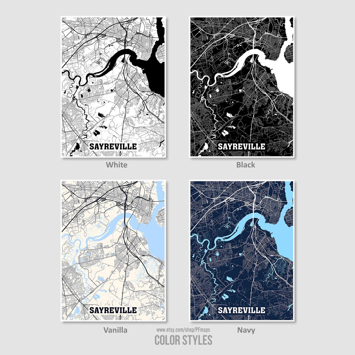 Sayreville Map Print Sayreville City Map New Jersey NJ USA Etsy