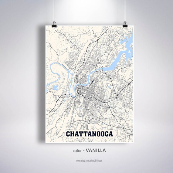 Chattanooga Map Print Chattanooga City Map Tennessee TN USA | Etsy