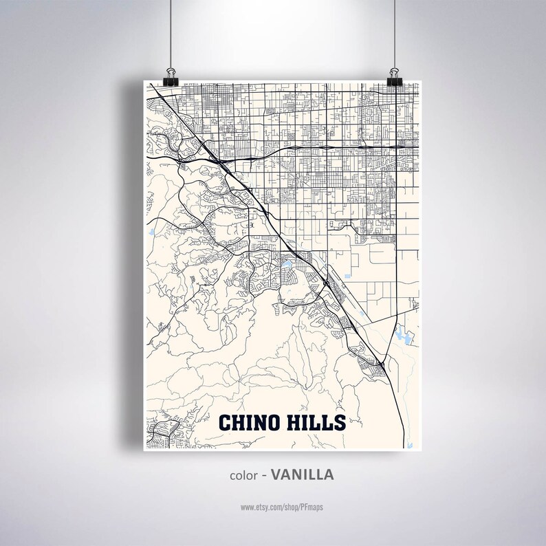 Chino Hills Map Print Chino Hills City Map California CA USA | Etsy