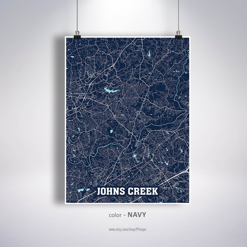 Johns Creek Map Print Johns Creek City Map Georgia GA USA - Etsy