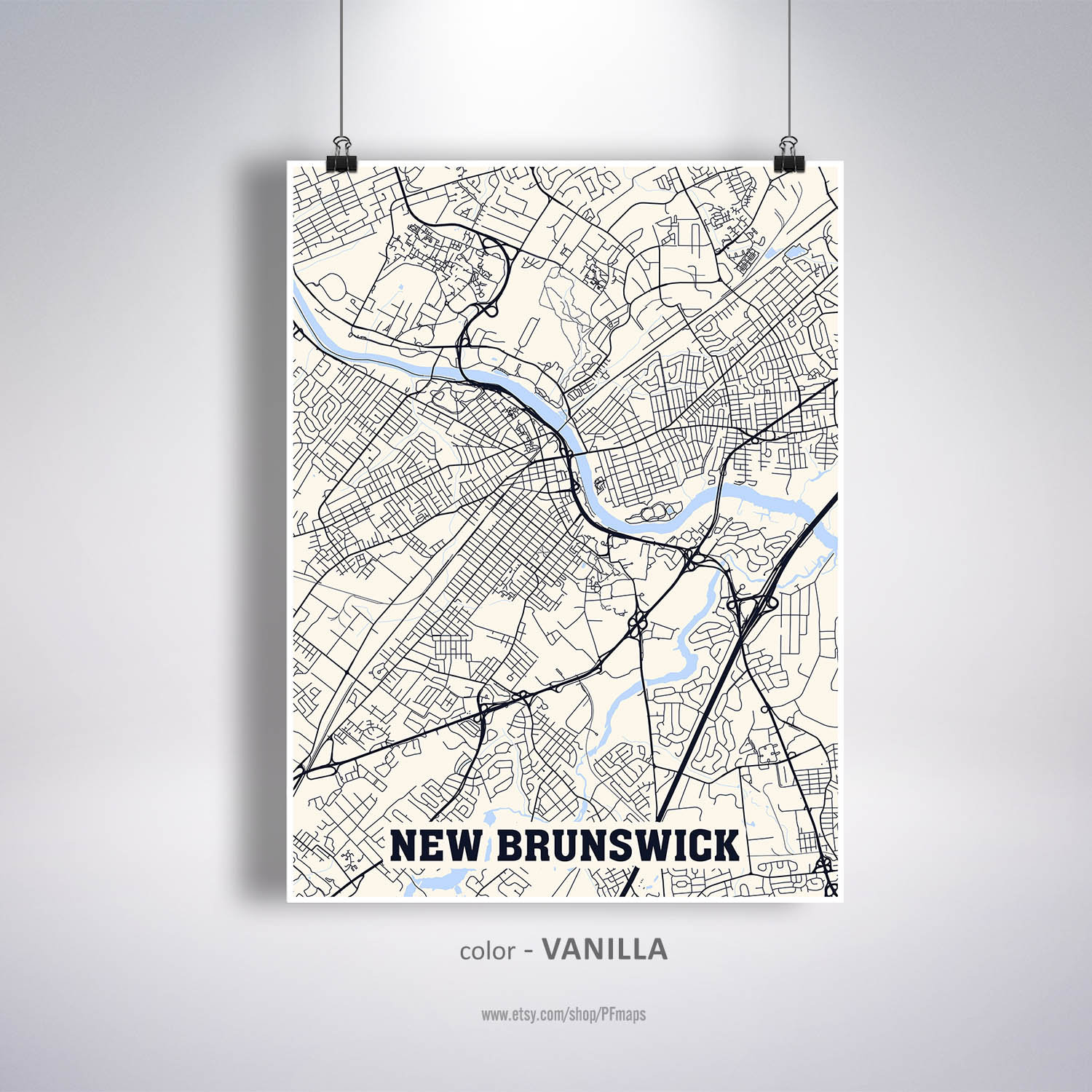 New Brunswick Map Print New Brunswick City Map New Jersey NJ | Etsy