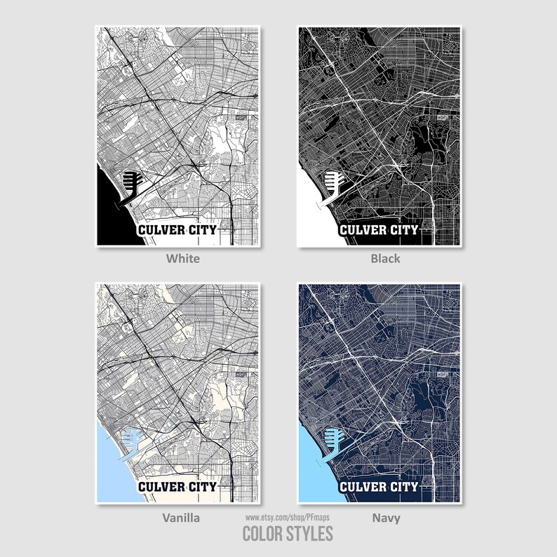 Culver City Map Print Culver City Map California CA USA Map Etsy