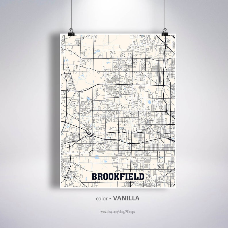 Brookfield Map Print Brookfield City Map Wisconsin WI USA Etsy