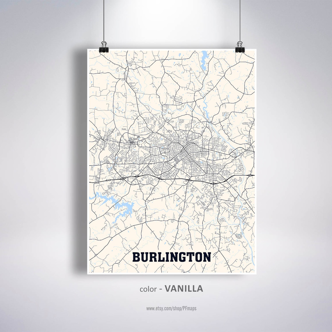 Burlington Map Print Burlington City Map North Carolina NC - Etsy
