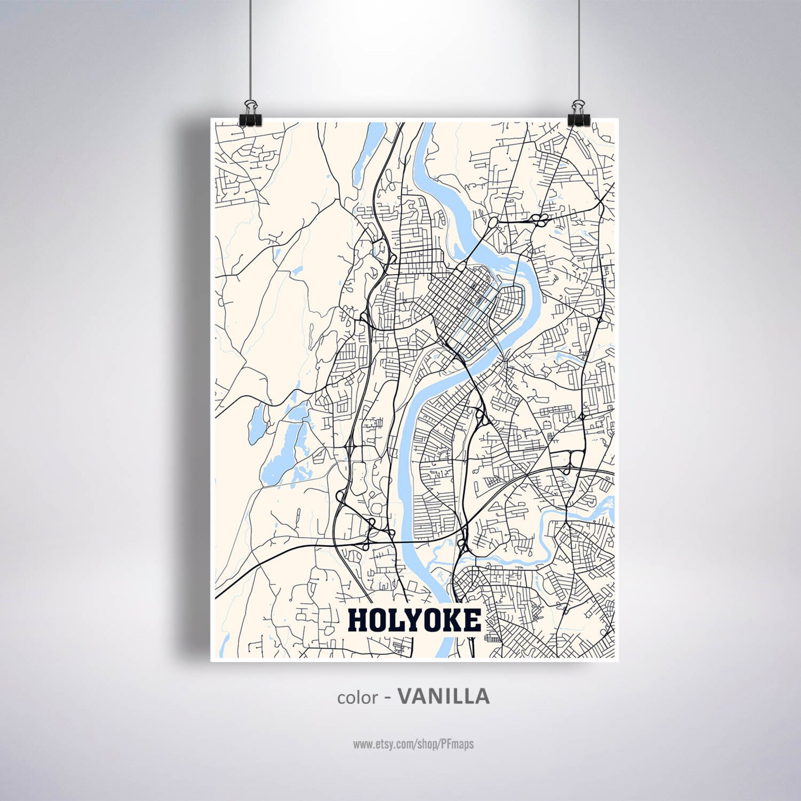 Holyoke Map Print Holyoke City Map Massachusetts MA USA Map Etsy