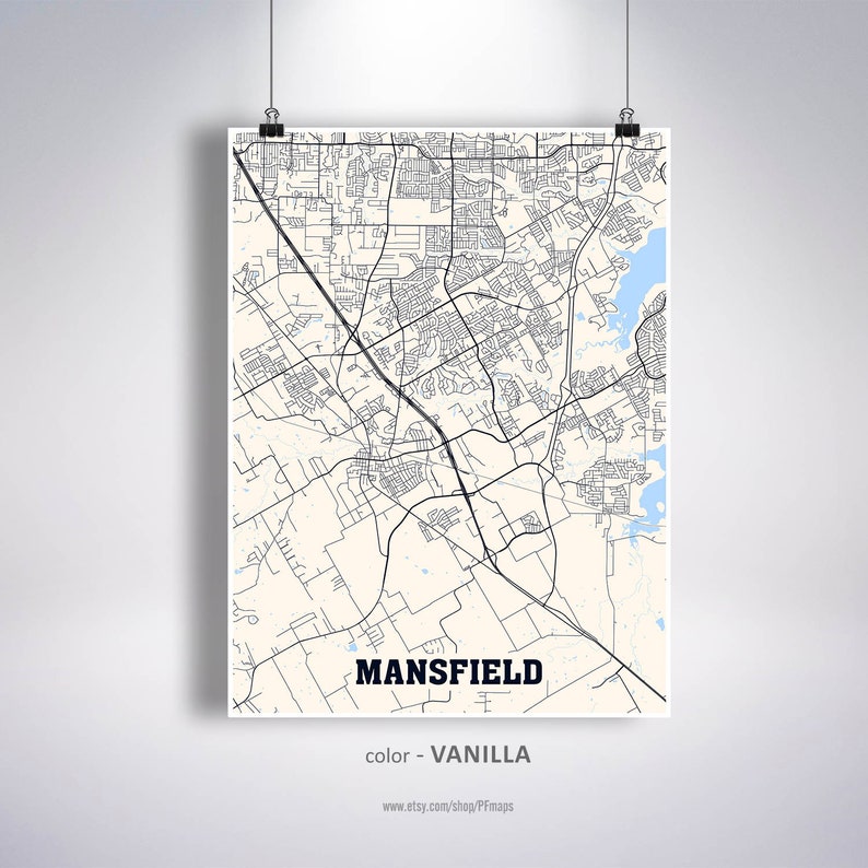 Mansfield Map Print Mansfield City Map Texas TX USA Map Etsy