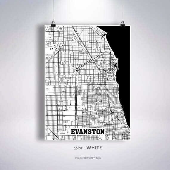 Map Of Evanston Il Evanston Map Print Evanston City Map Illinois Il Usa Map | Etsy Uk