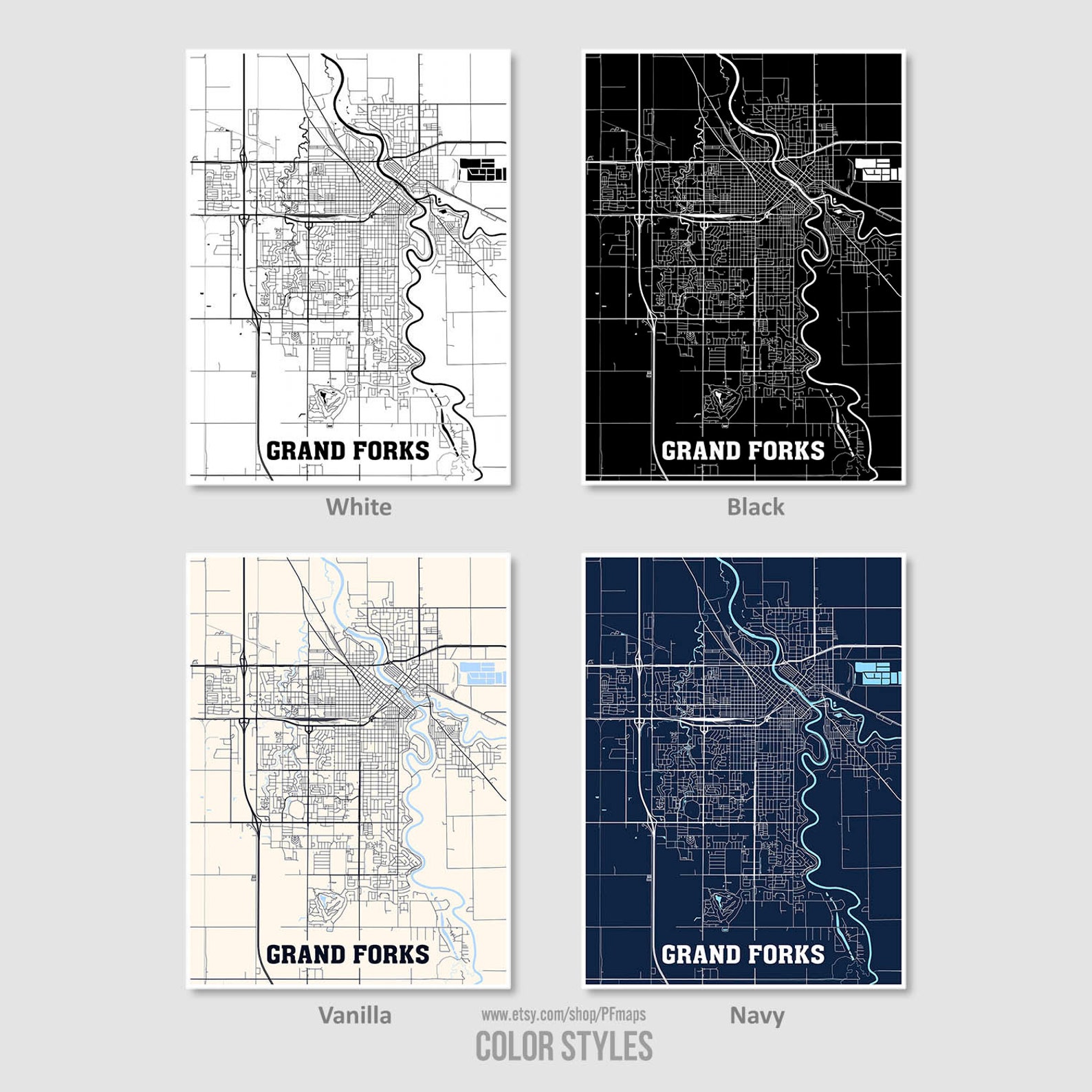 Grand Forks Map Print Grand Forks City Map North Dakota ND Etsy