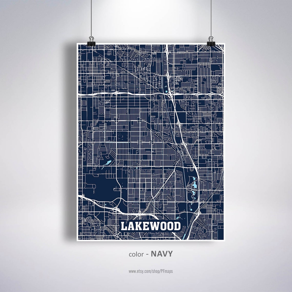 Lakewood Map Print Lakewood City Map California CA USA Map Etsy