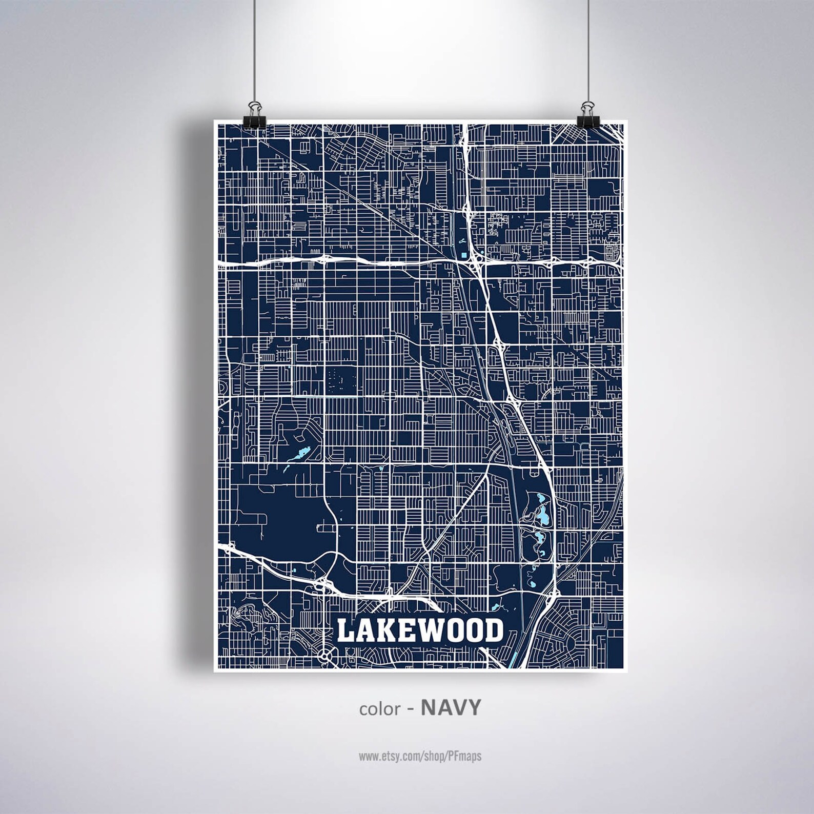 Lakewood Map Print Lakewood City Map California CA USA Map Etsy