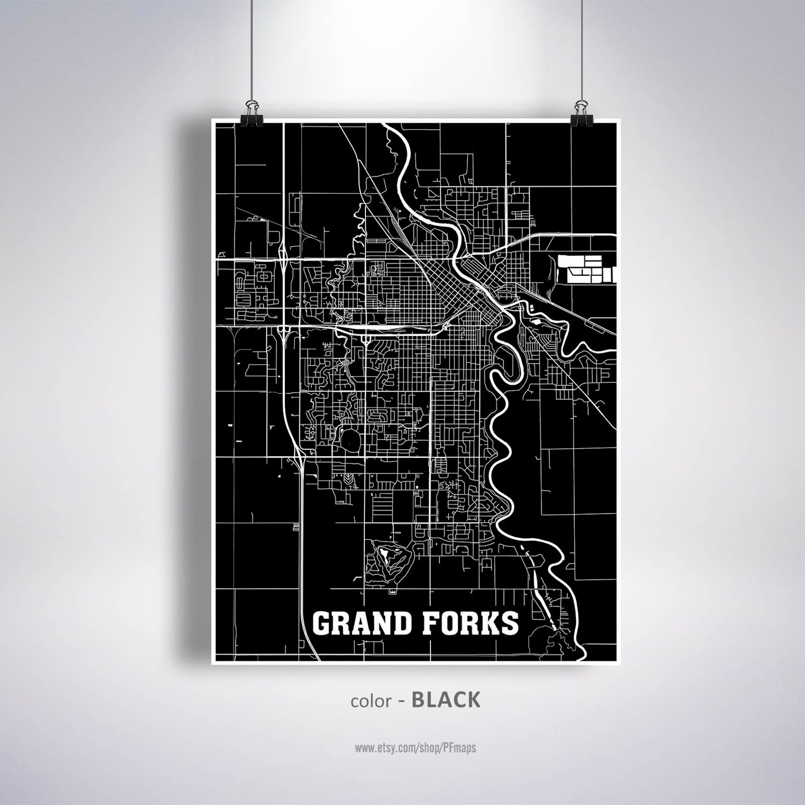 Grand Forks Map Print Grand Forks City Map North Dakota ND Etsy