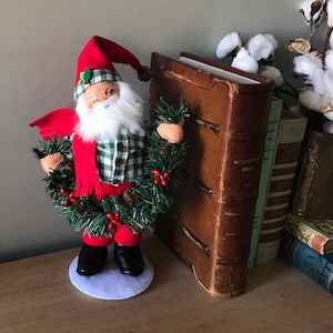 Annalee dolls, Annalee Santa Claus, Vintage Santa, Annalee Santa Doll, Mobilitee, Northwoods Santa, Santa with Green Plaid, Unique Santa