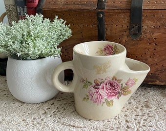 Taza de bigote vintage, taza de afeitar vintage, taza de afeitar floral, scuttle de afeitado para hombres vintage, taza de afeitar de cerámica, accesorio de afeitadora vintage