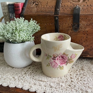 Vintage Mustache Mug, Vintage Shaving Mug, Floral Shaving Mug, Vintage Mens Shaving Scuttle, Ceramic Shaving mug, Vintage Shaver Accessory