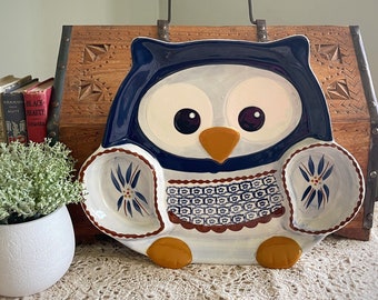 Temptations Owl Dish, Owl Chip and Dip, Owl Snack Tray, Vintage