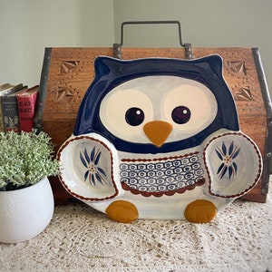 Temptations Owl Dish, Owl Chip and Dip, Owl Snack Tray, Vintage Owl, Old World Pattern, Temptations Old World Owl Chip and Dip Set, Owls